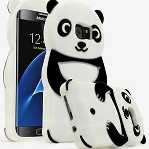 NEW Case for Samsung Galaxy S7 Edge 3D Black & White Panda Silicone